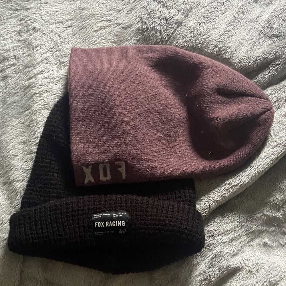 Fox Racing Beanie Set in Black and Purple